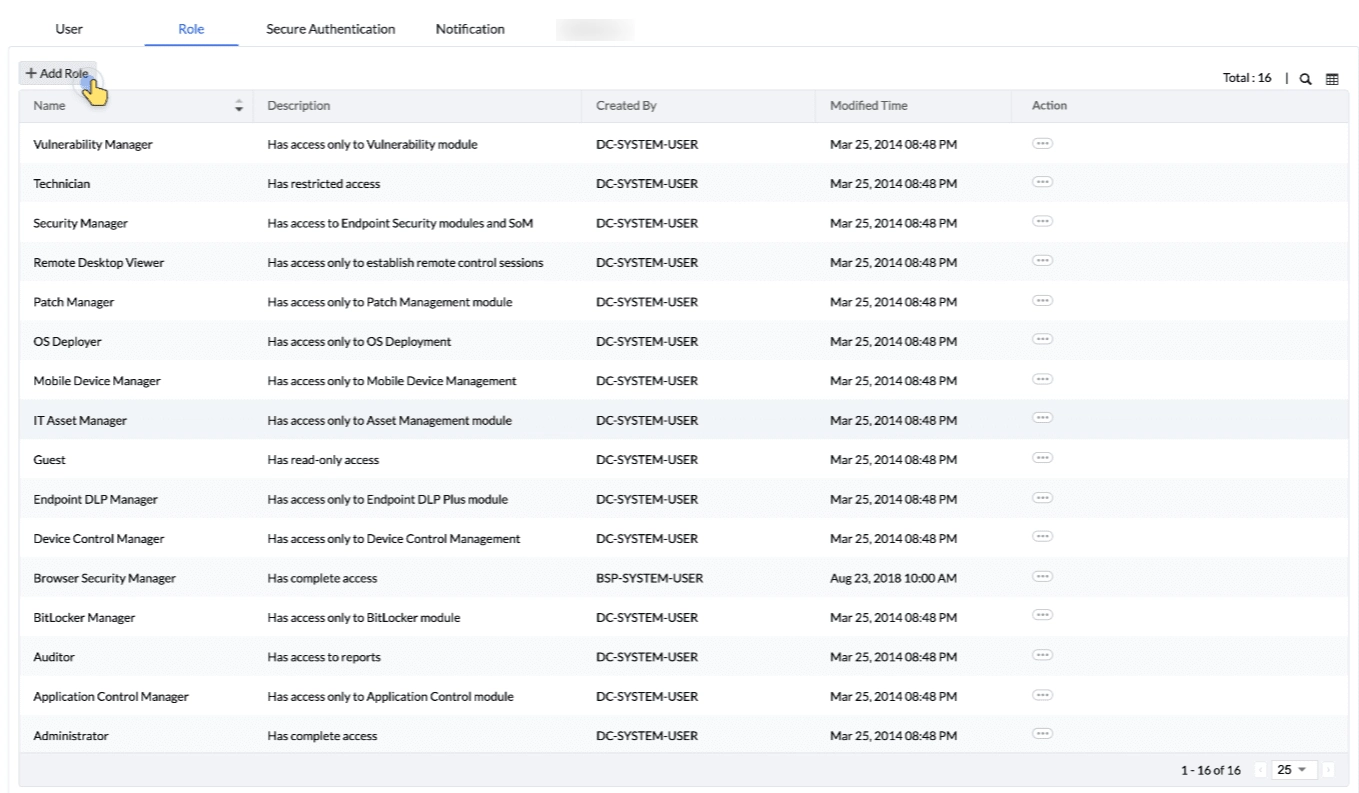 add role button in user management page add role button in user management page