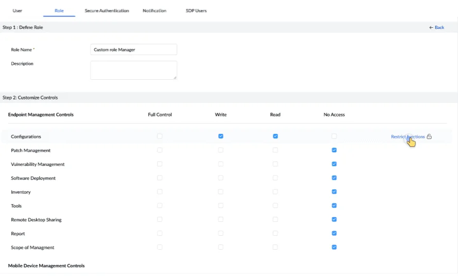 restrict function for configuration restrict function for configuration