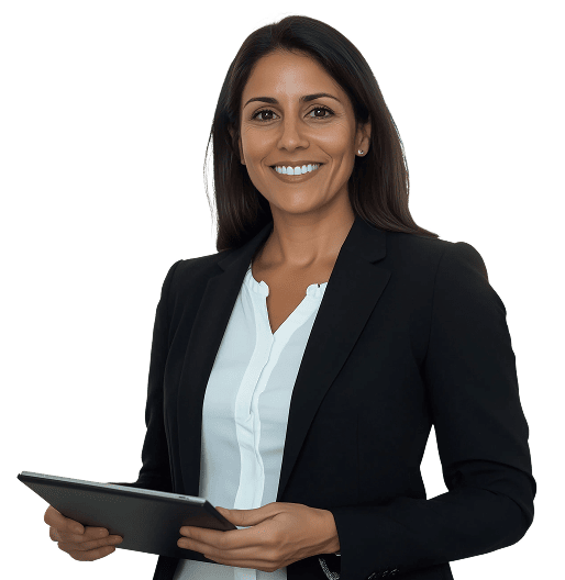 An IT administrator holding a tablet