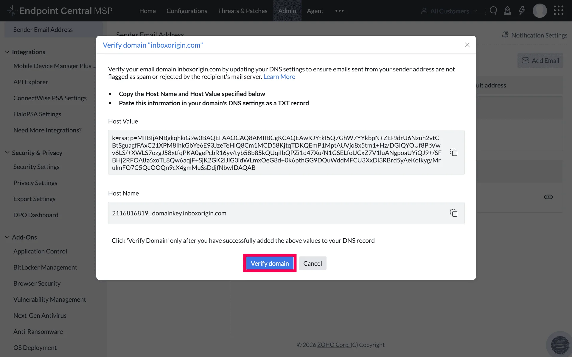 DKIM TXT Record Details