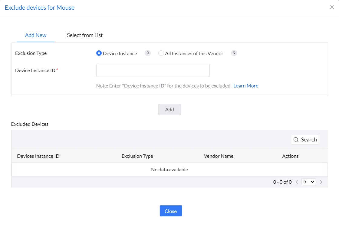 Exclude devices to be blocked Exclude devices to be blocked