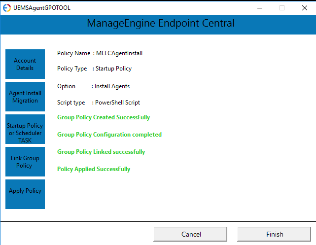 Confirm the details Confirming the policy details, showing the policy created successfully