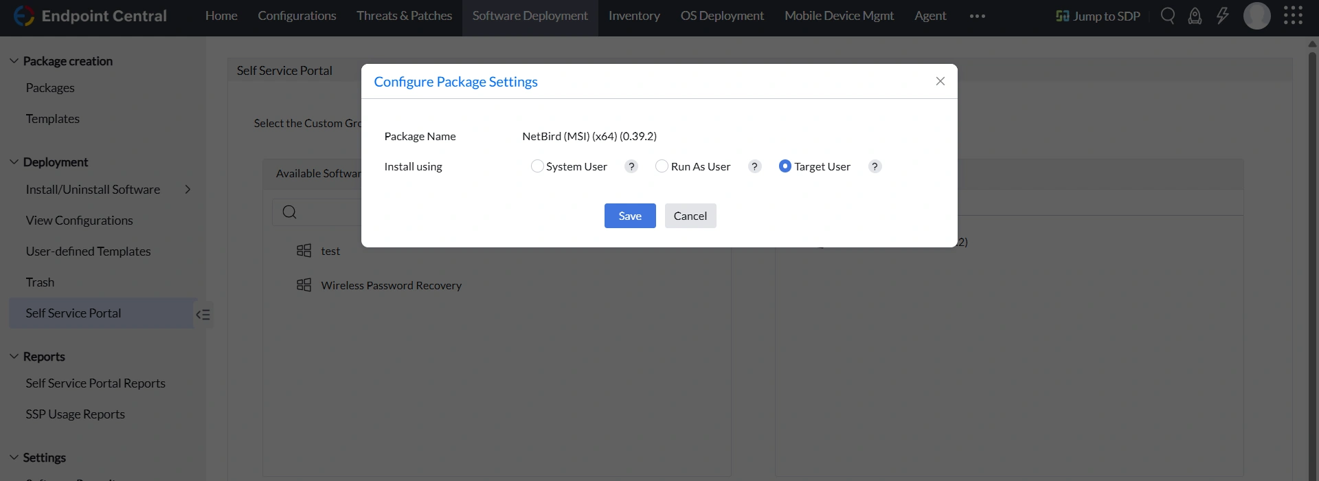 Configuring Package Settings for Published Software in User Group Configuring Package Settings for Published Software in User Group