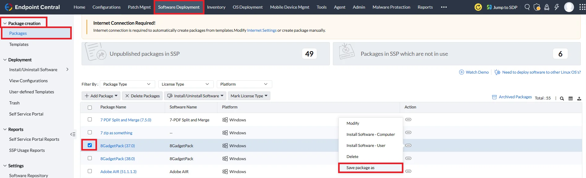 Navigation option for driver repository