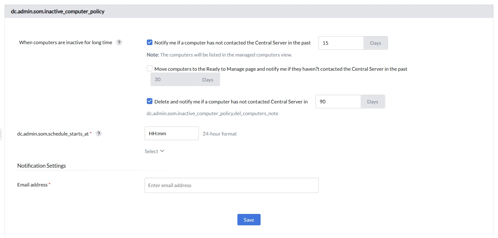 Configure Inactive Computer Policy | Endpoint Central