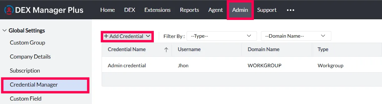 credential manager navigation