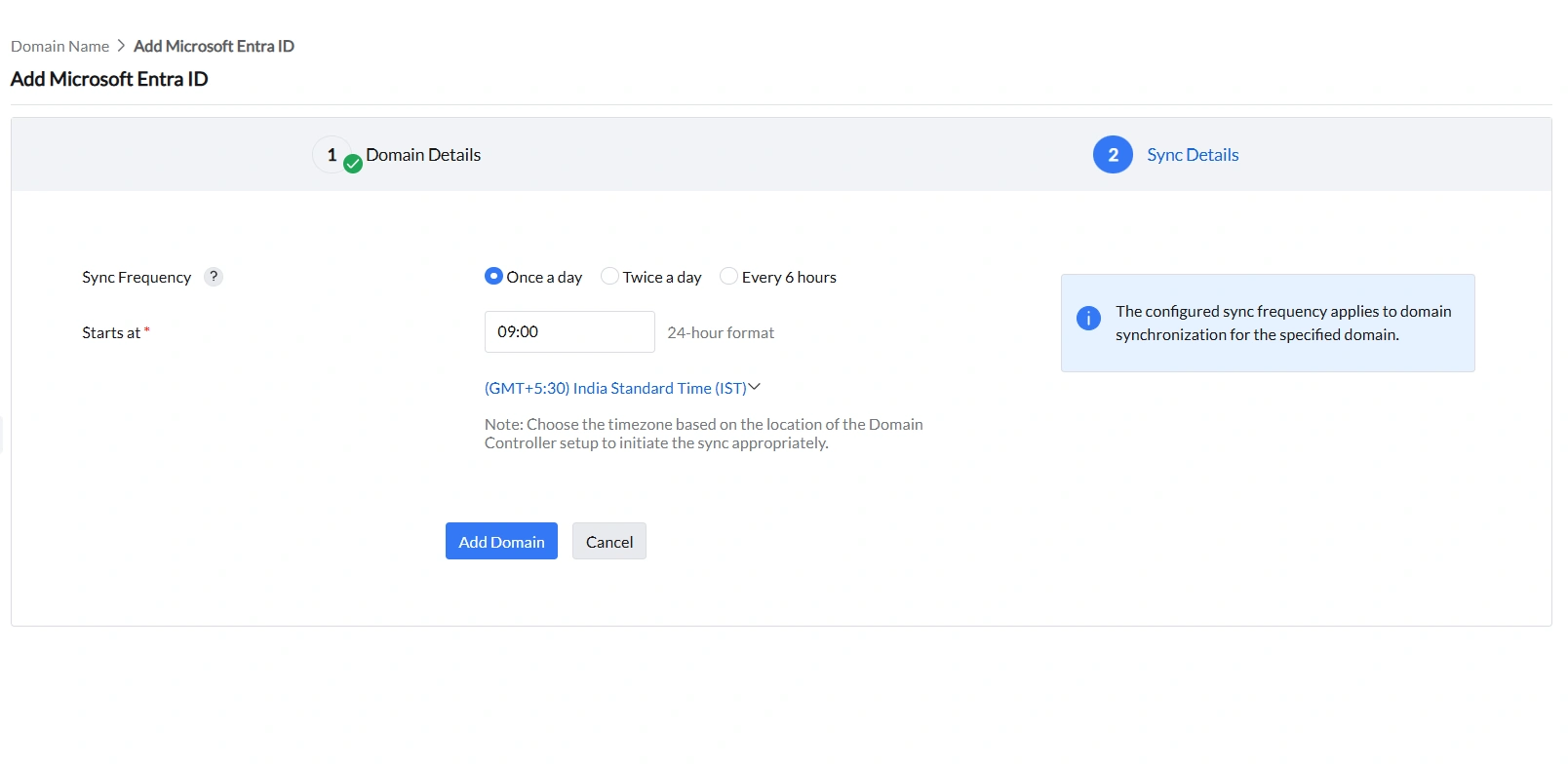 Configure sync frequency and timezone Configure sync frequency and timezone