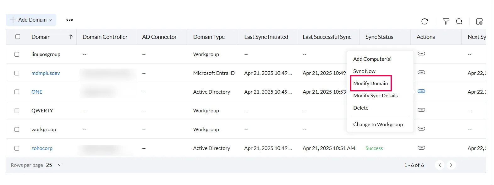 Modify Domain