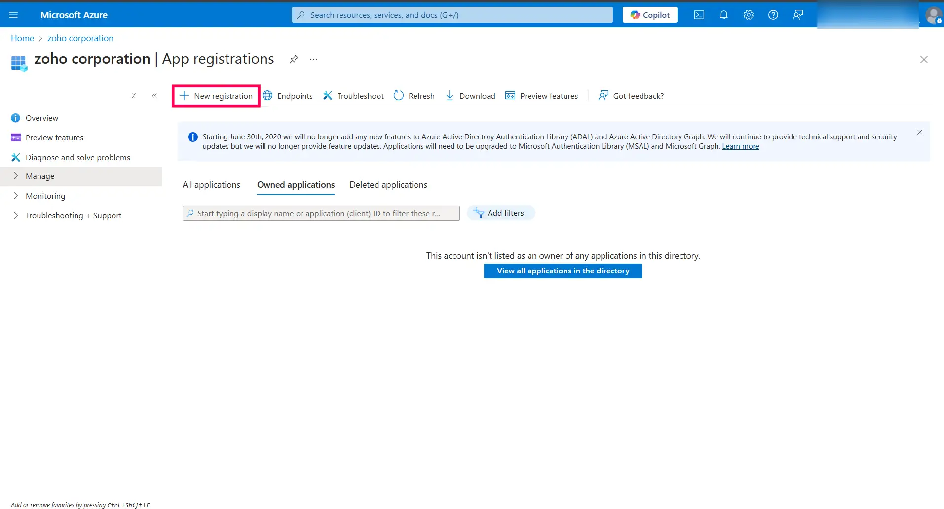 Azure New App Registration Azure New App Registration