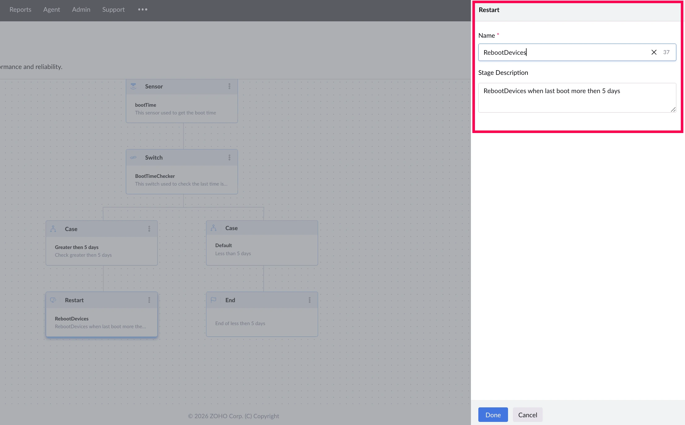 Restart stage name and description configuration Restart stage name and description configuration.