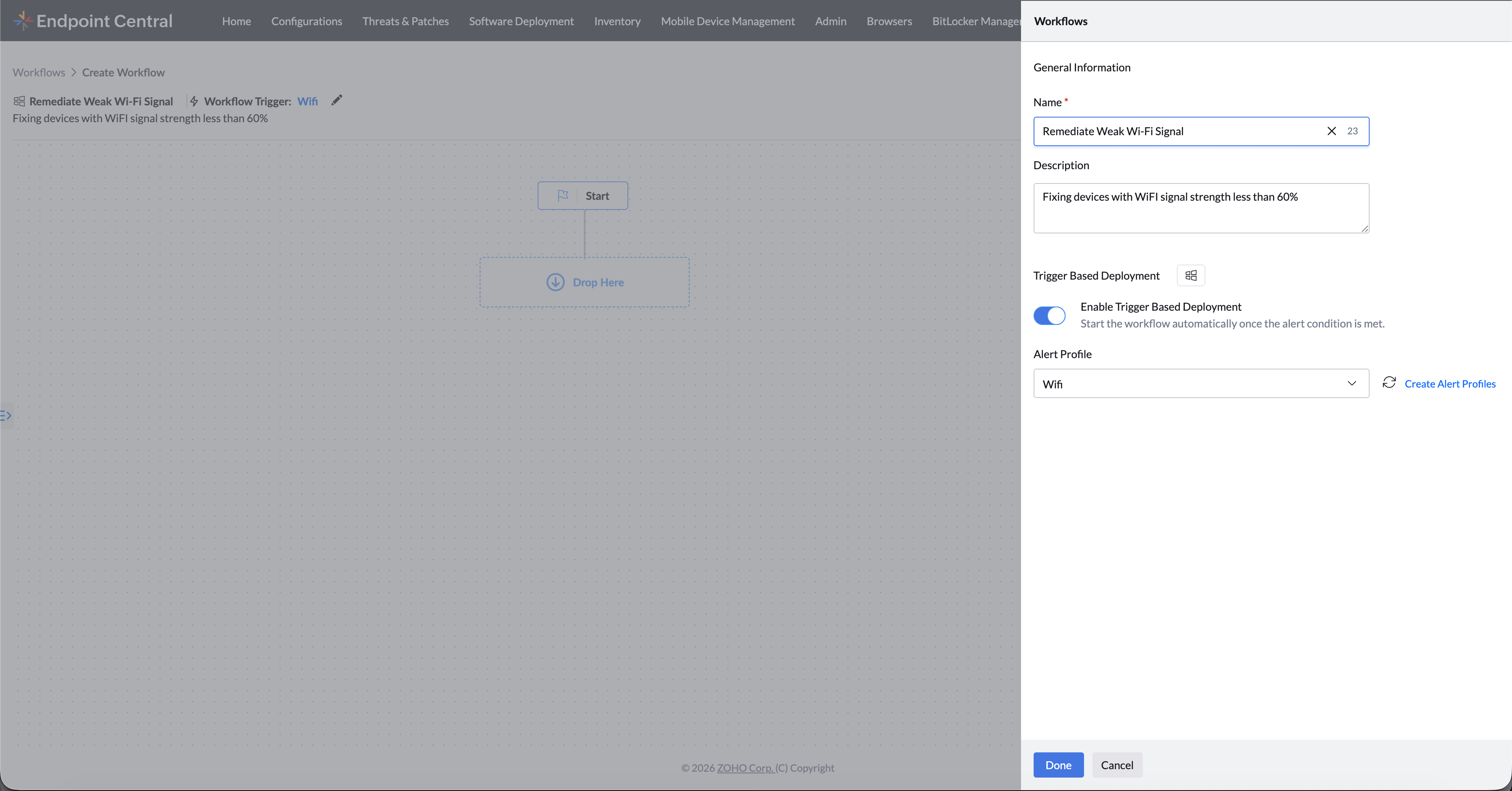 enable deployment trigger and map an alert profile enable deployment trigger
