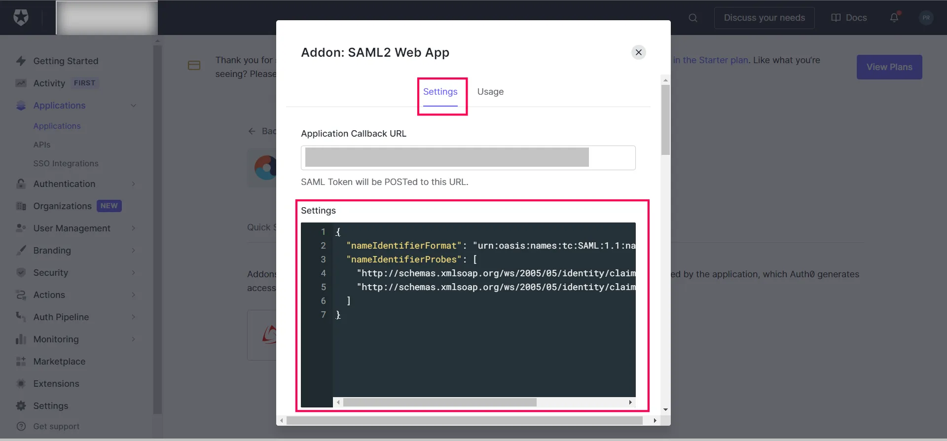 An image of SAML web app