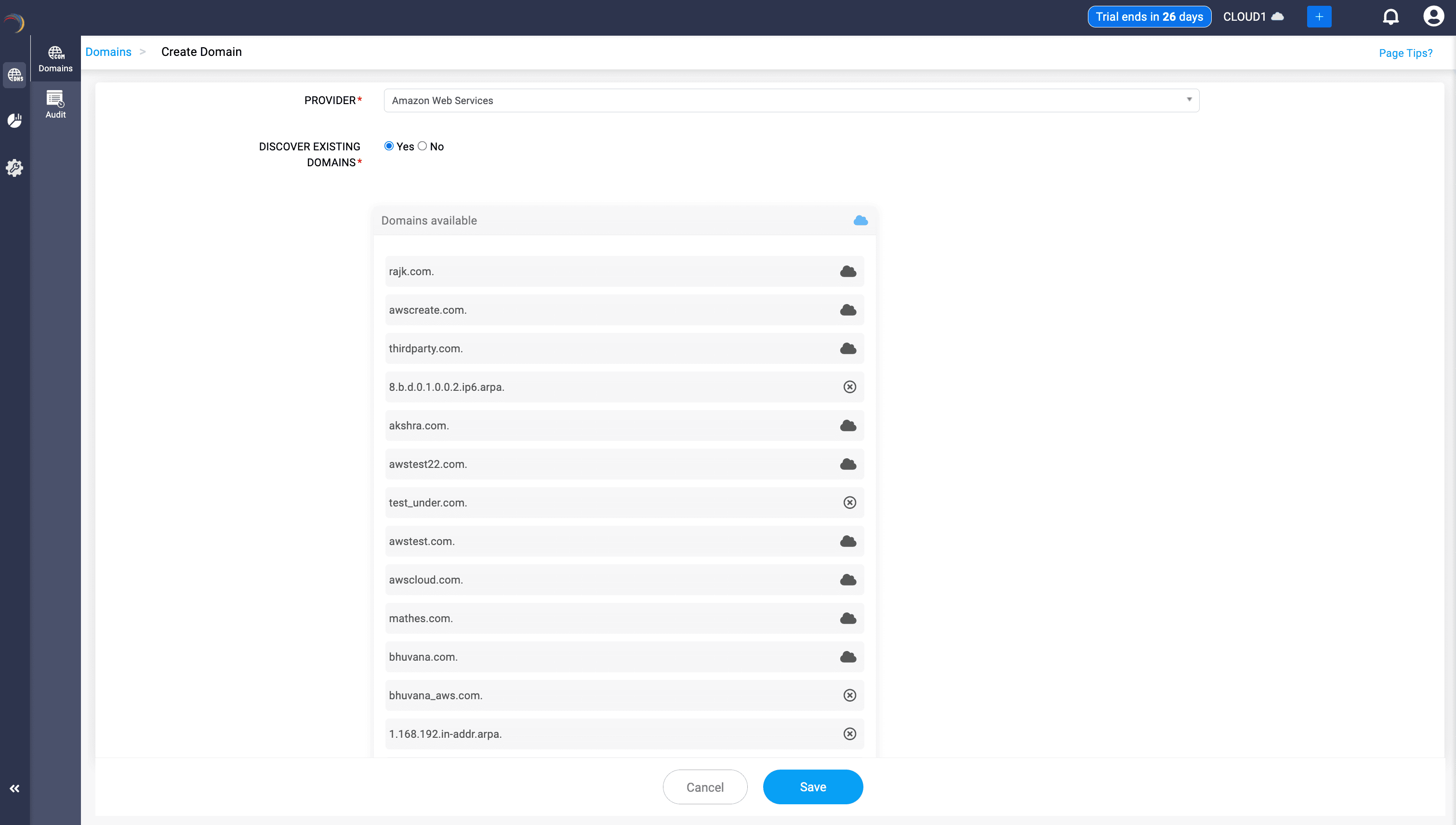Discovered Domain List