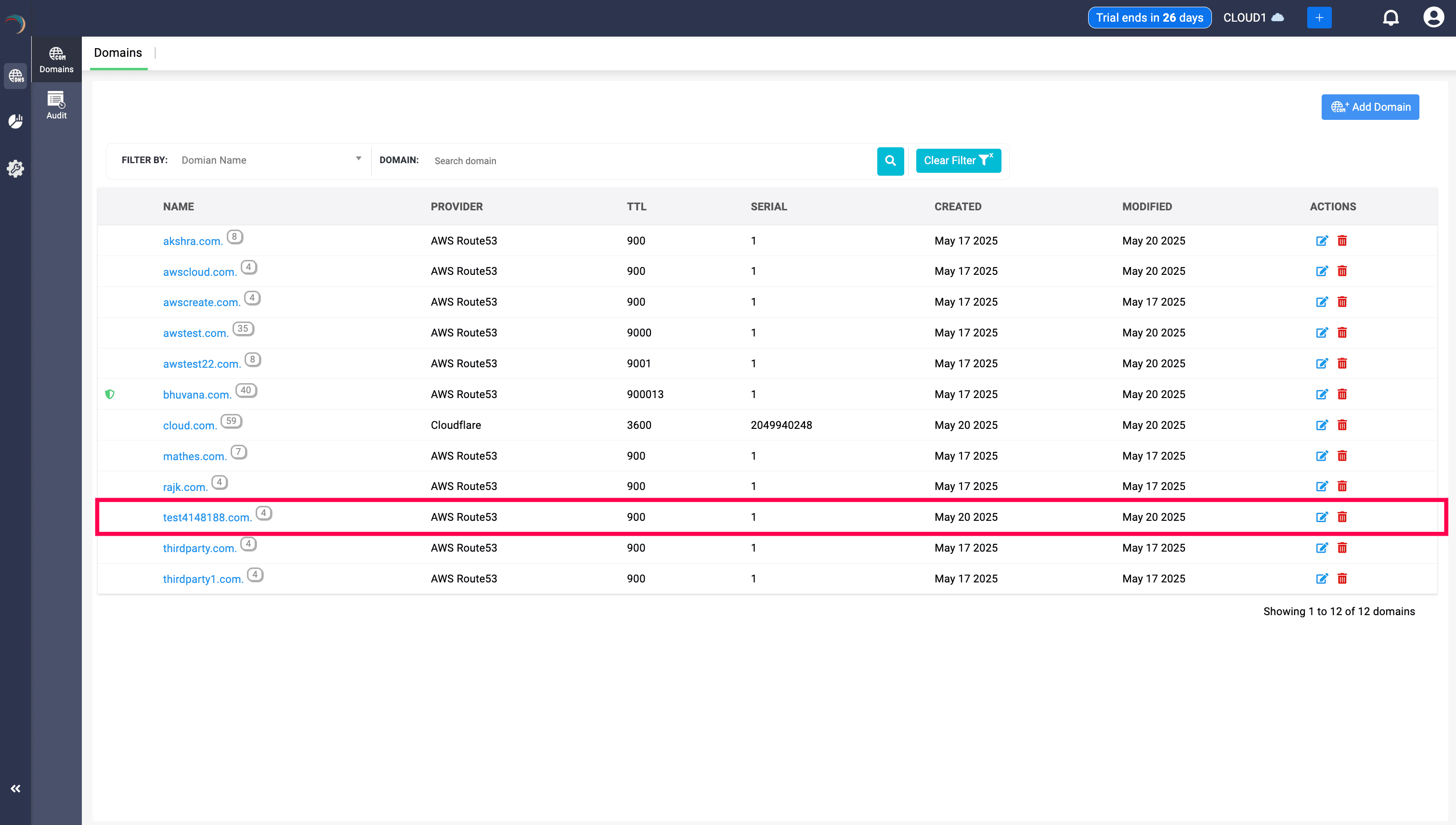 Create New Domain Form