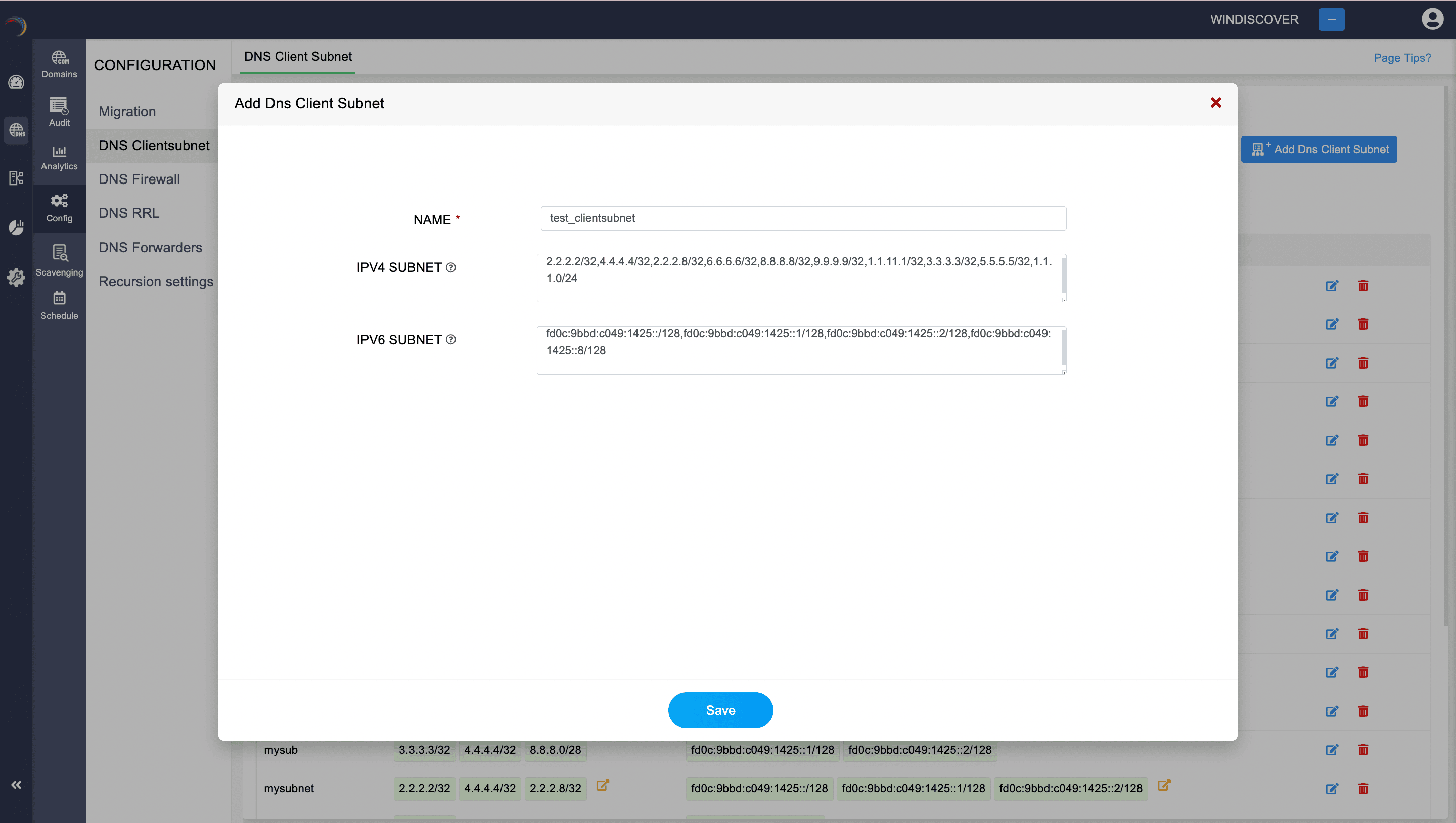 Configuring clientsubnets
