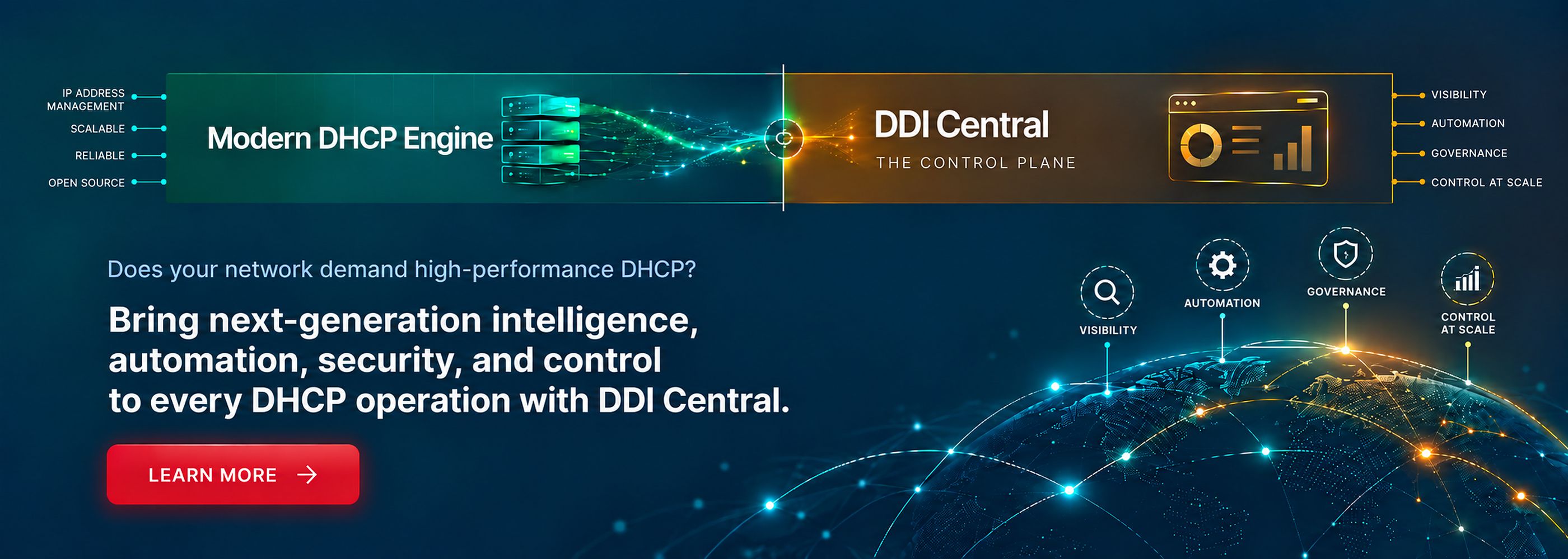 Does your network demand high-performance DHCP? Bring next-generation intelligence, automation, security, and control to every DHCP operation with DDI Central.| Enterprise DDI (DNS, DHCP, IP address management-IPAM) Solution | DDI Central