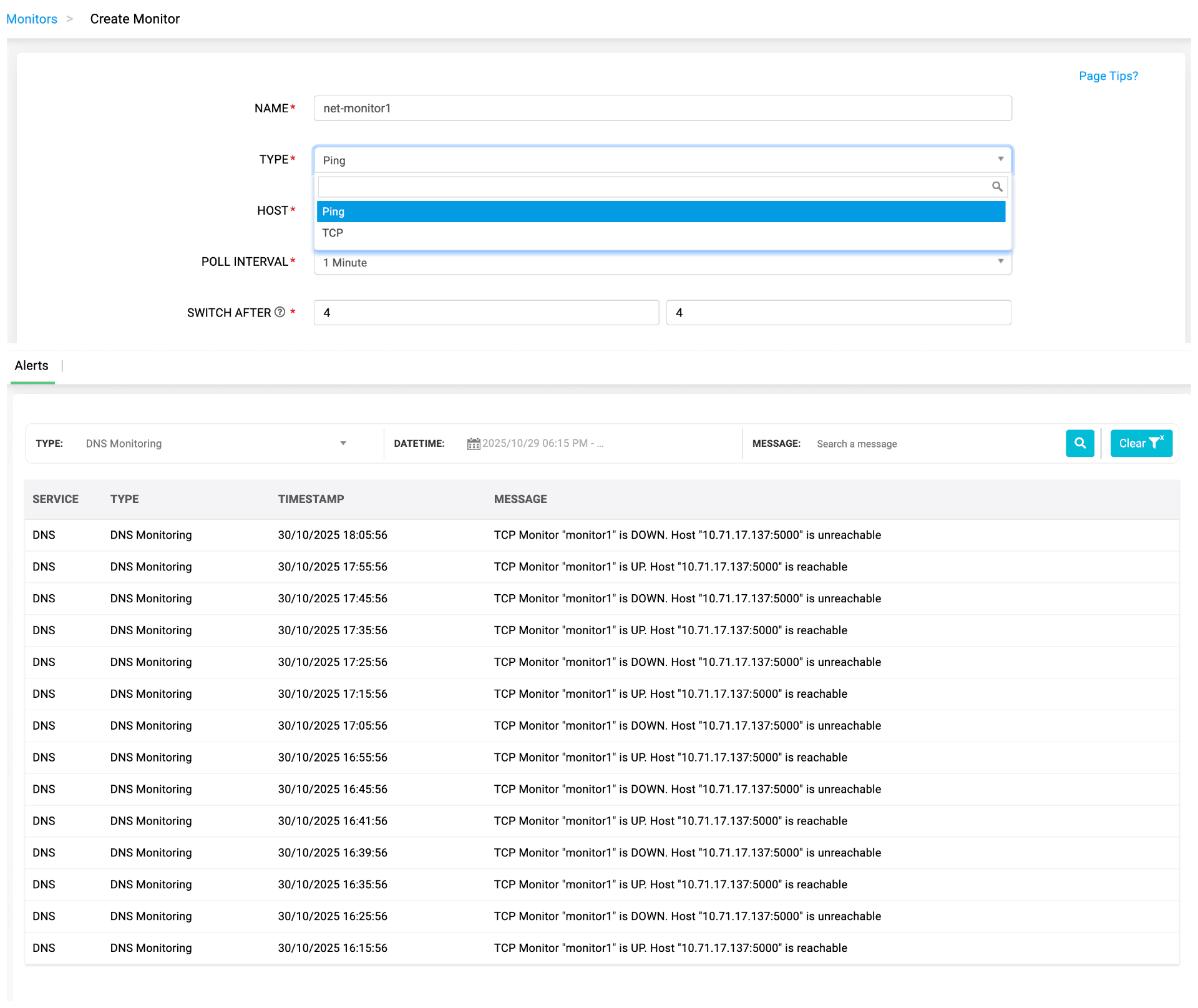 DNS monitoring and alerts