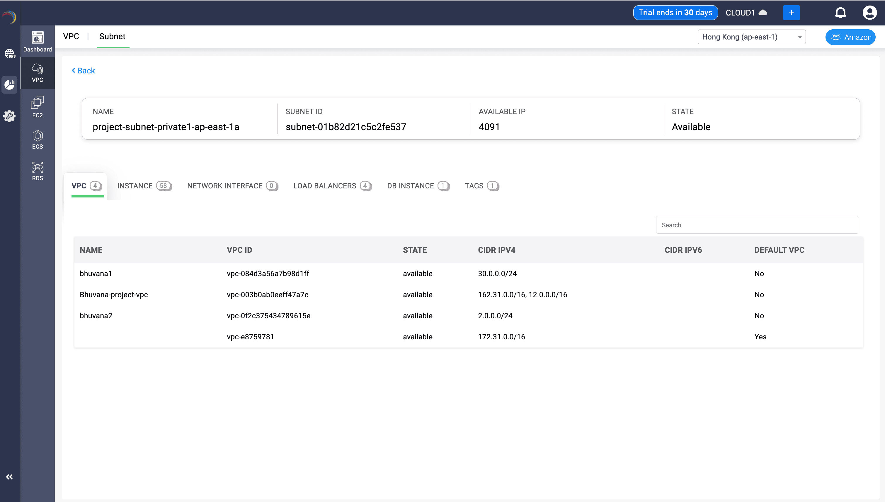 DDI Central Load Balancer View