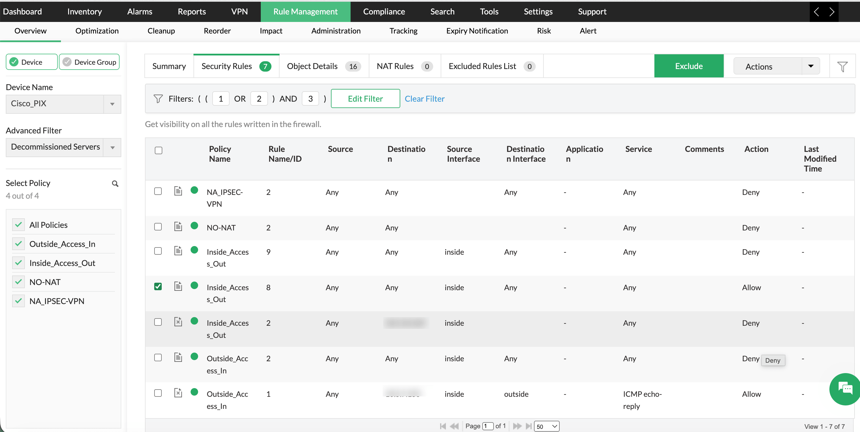 image title Advanced Filter in Firewall Analyzer