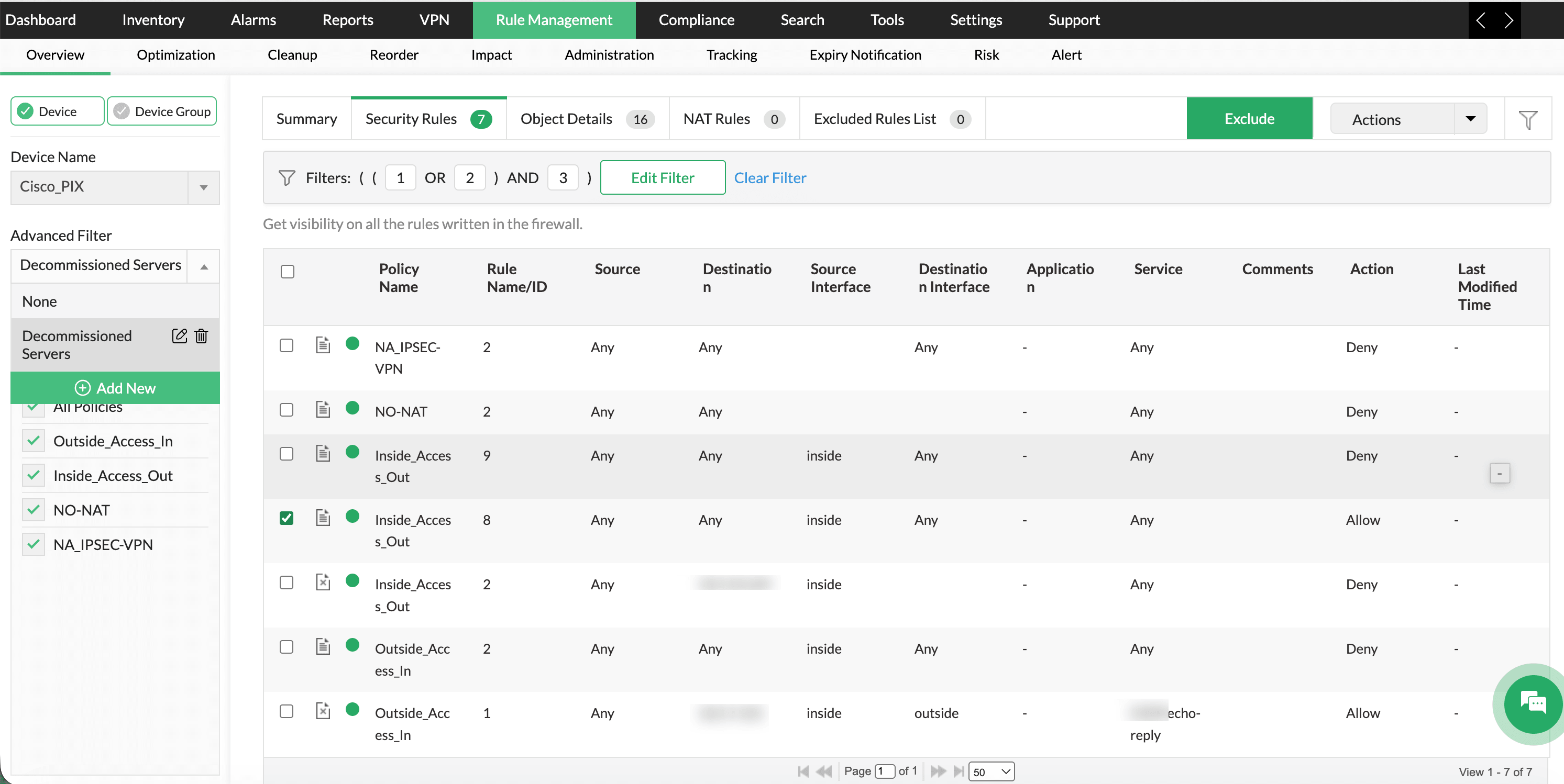 image title Advanced Filter in Firewall Analyzer