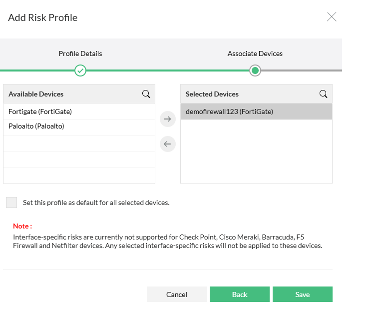 image title Create Custom Risk Profile in Firewall Analyzer