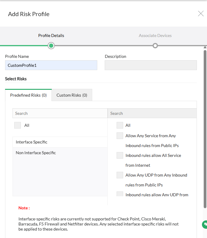 image title Create Custom Risk Profile in Firewall Analyzer