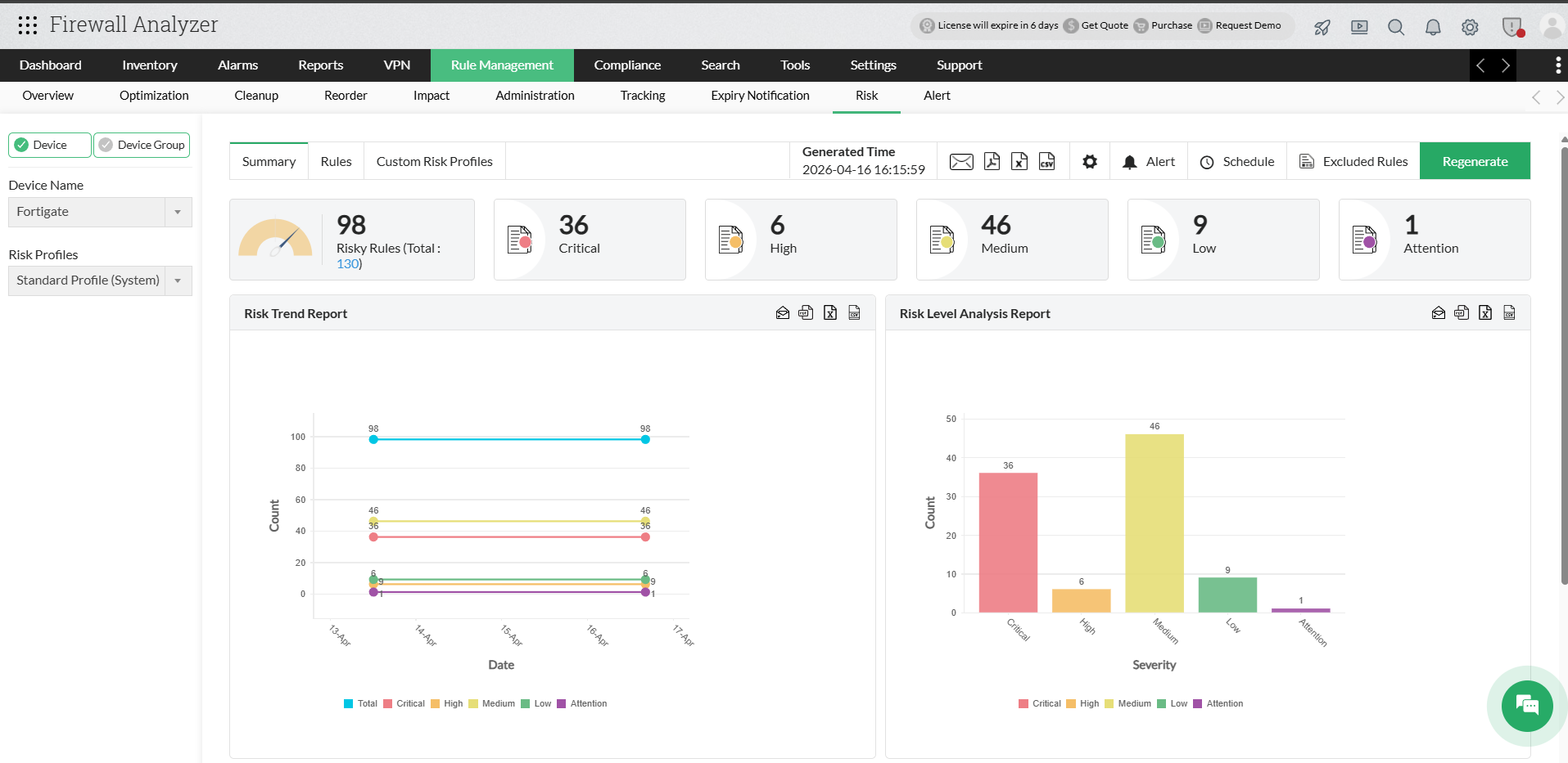 image title Custom Risk Profile in Firewall Analyzer