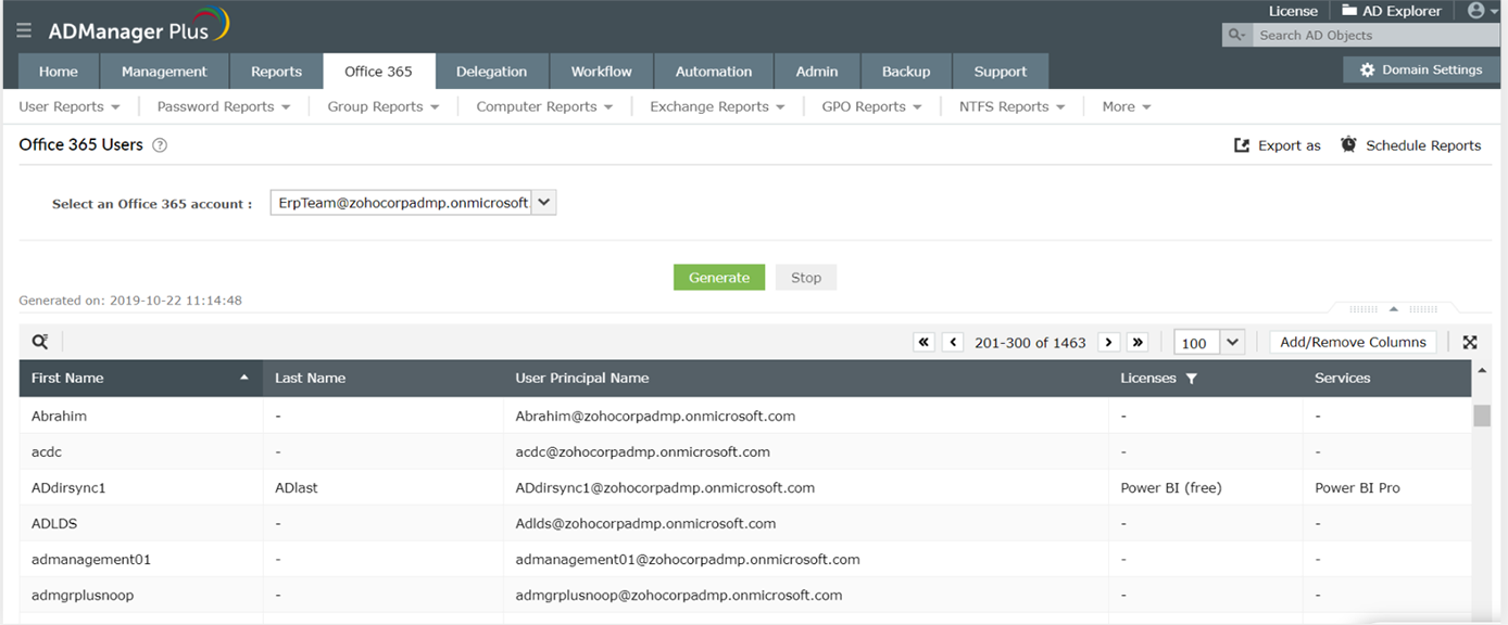 Office 365 Users report