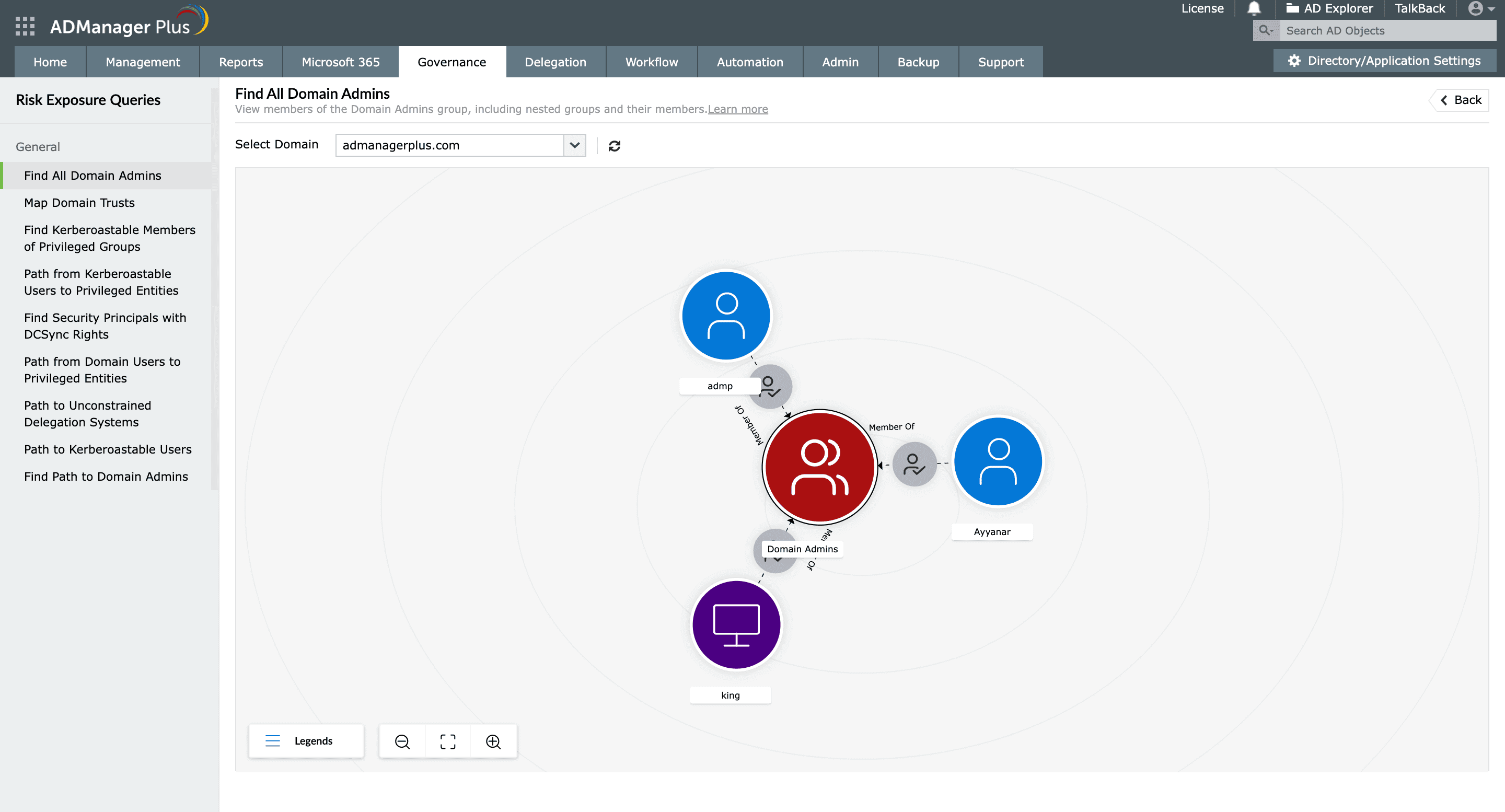 View attack paths in AD using ADManager Plus.