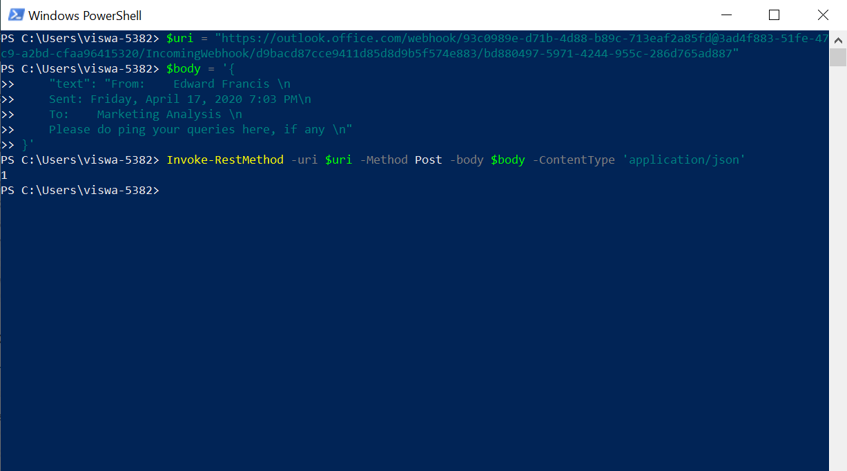 powershell-success-message
