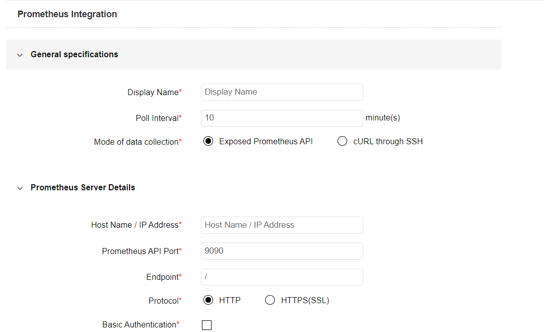 Prometheus Integration Metrics - ManageEngine Applications Manager