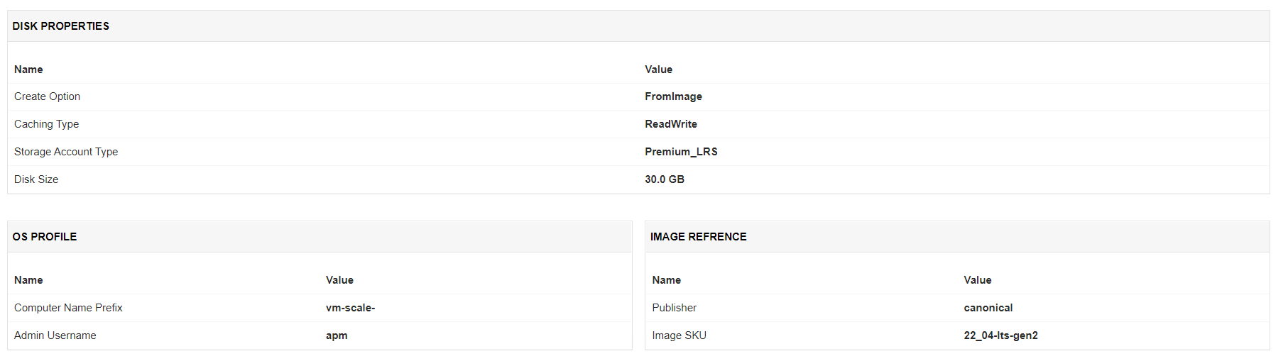 Disk Configuration properties of Azure VMSS