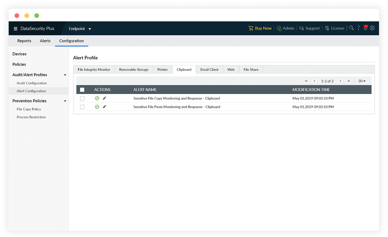 profil d&rsquo;alerte