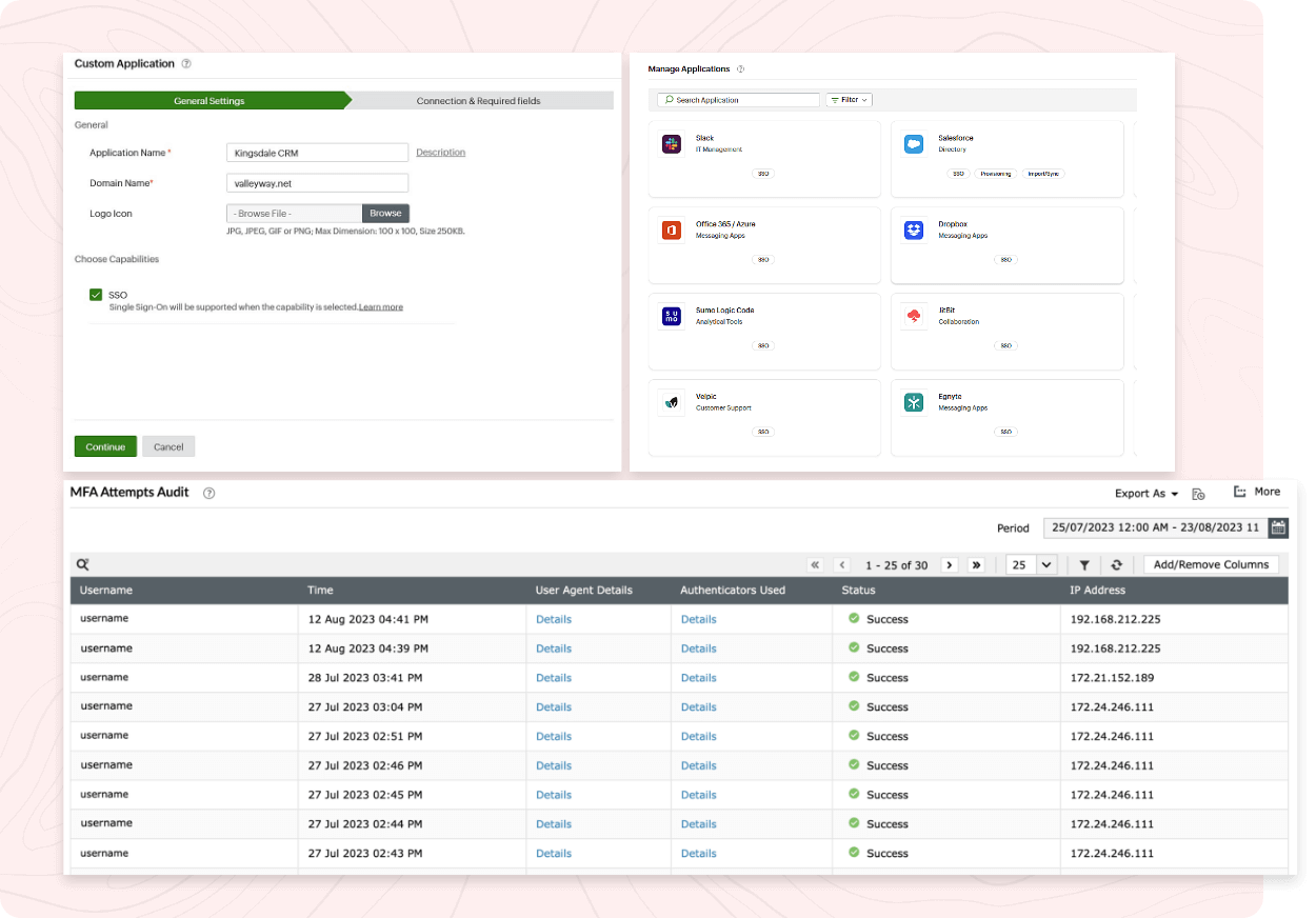 ManageEngine Identity360's custom SSO application integration