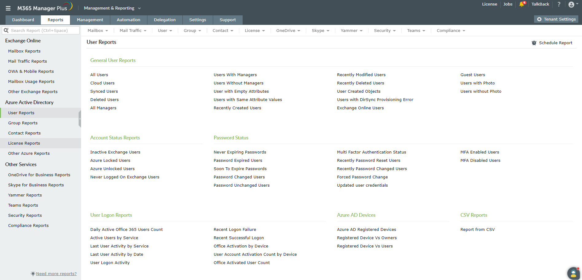 Rapports d&rsquo;utilisateurs Azure AD