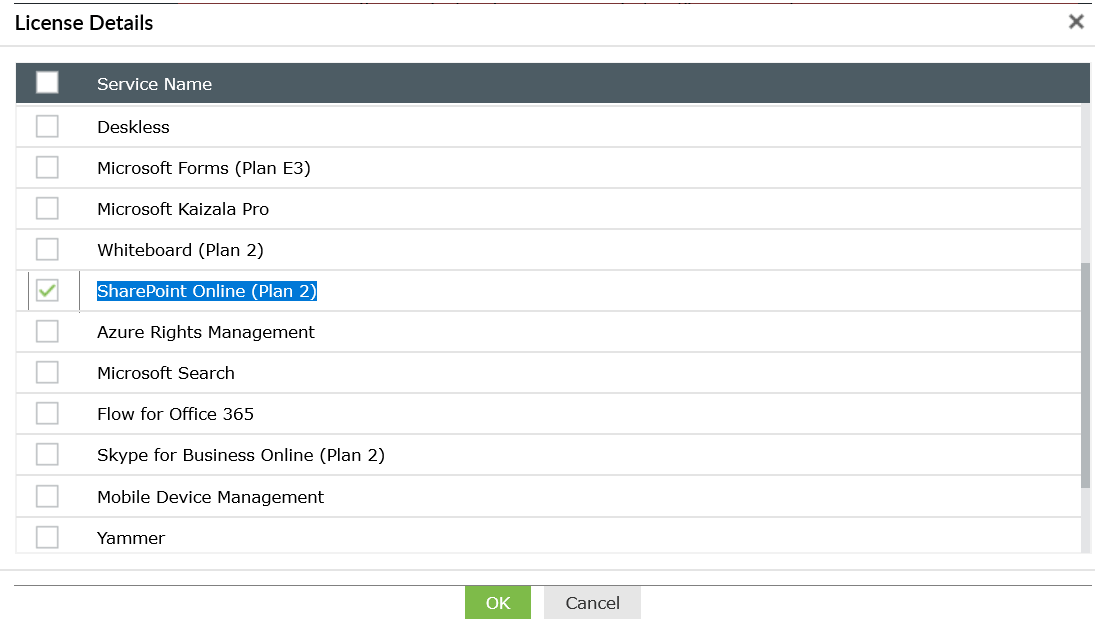 Licence Sharepoint et Onedrive