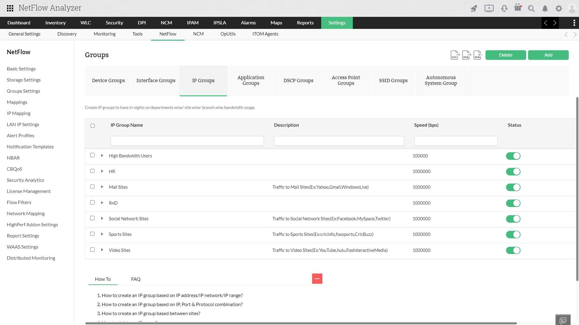 Netflow analyzer groups 