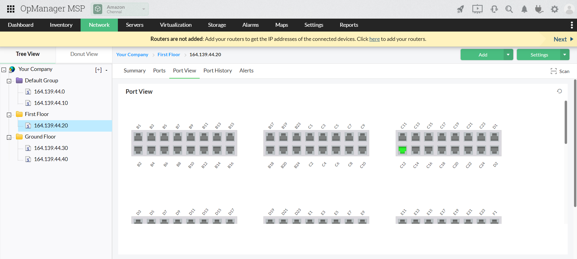 visualize-switch-port-connectivity- ManageEngine OpManager MSP