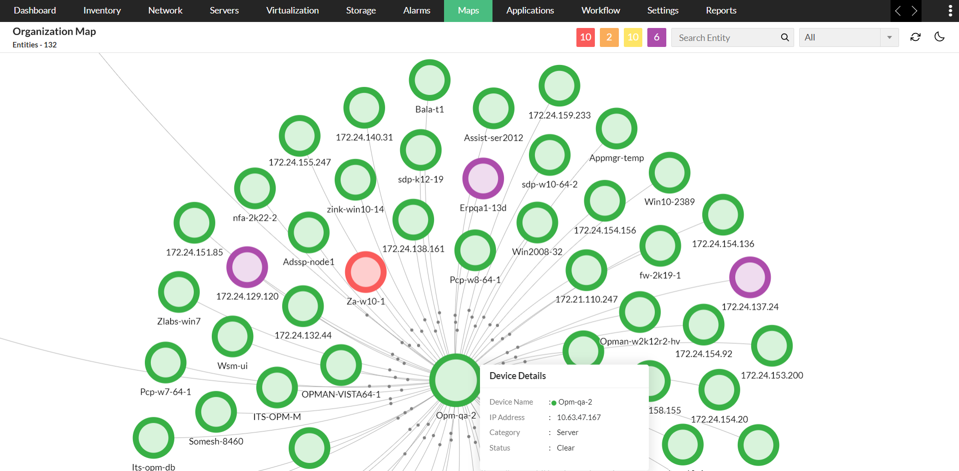 Organization Map - ManageEngine OpManager