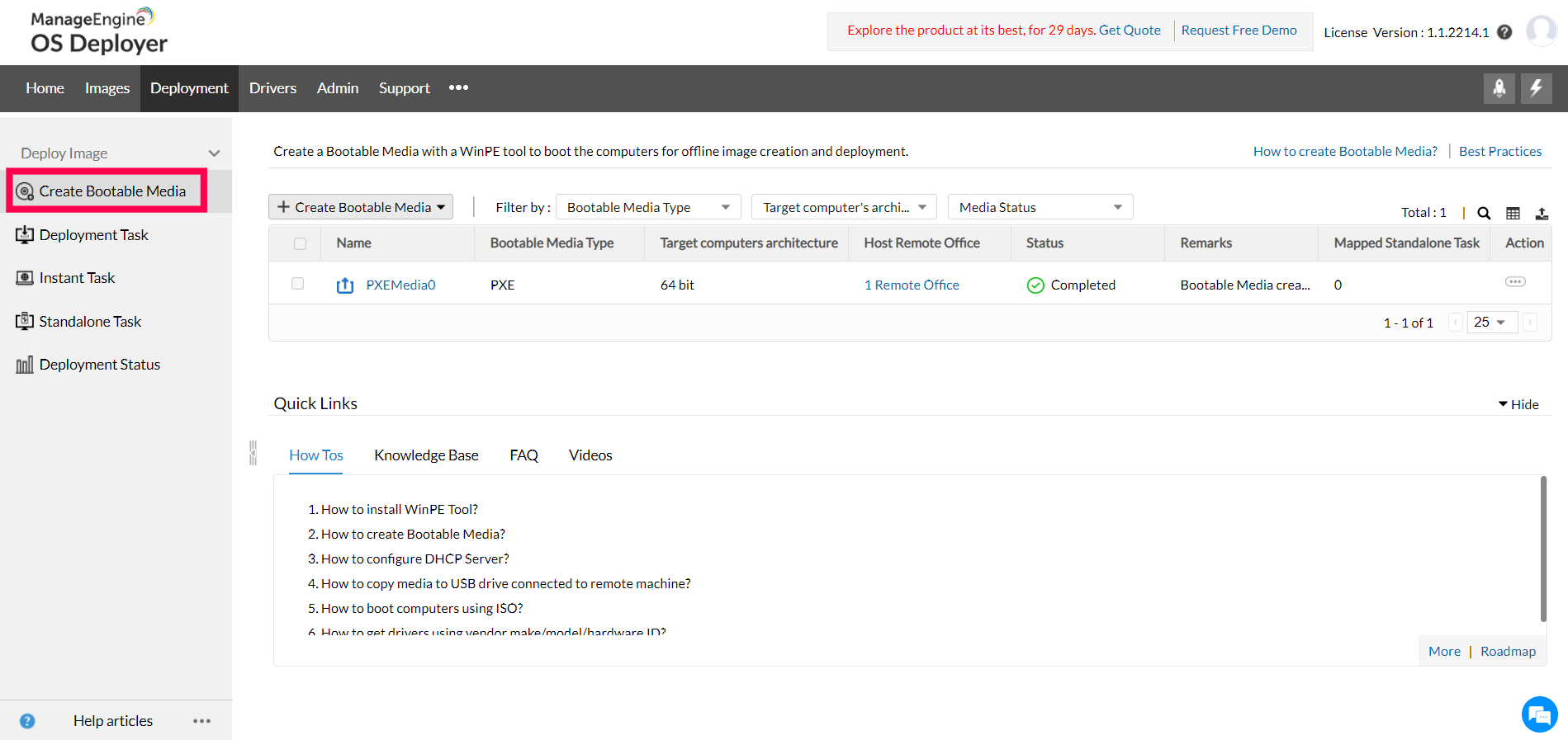 Boot PXE server - ManageEngine OS Deployer