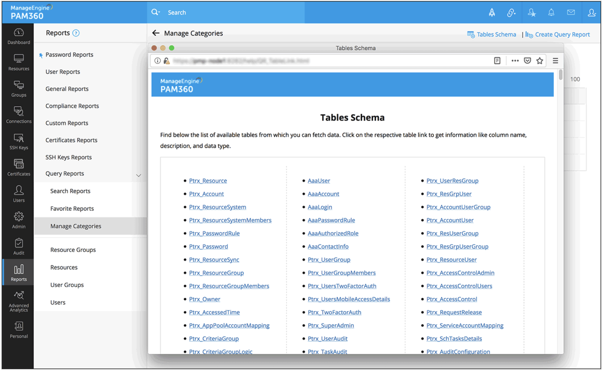PAM360 database query report Database query on PAM360