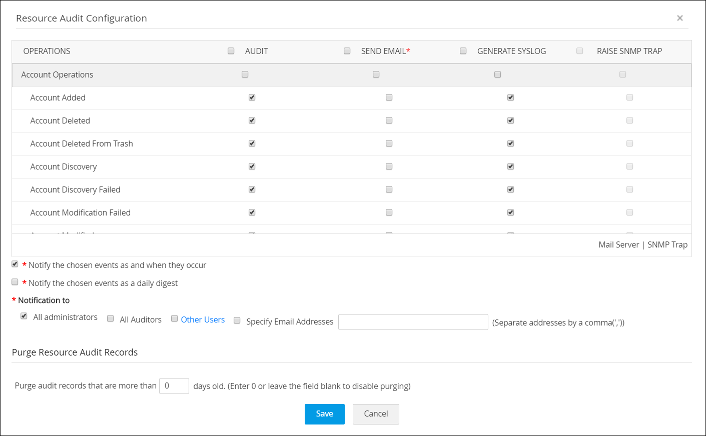 Configuration des audits et des notifications Configuration des audits et des notifications