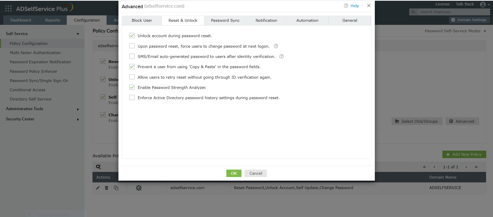adselfservice-plus-advanced-password-reset-policy
