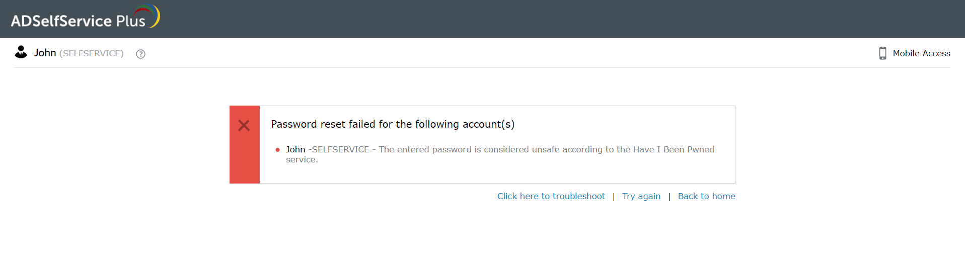 Breached password protection during password resets using ADSelfService Plus' integration with Have I Been Pwned