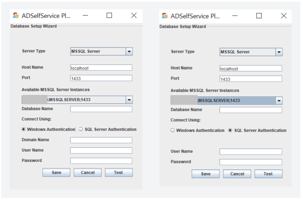MS SQL database setup