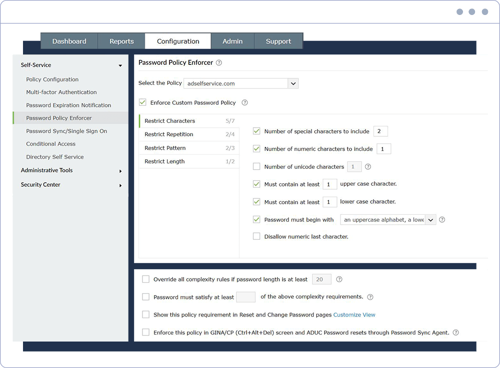 Application de stratégies de mots de passe
