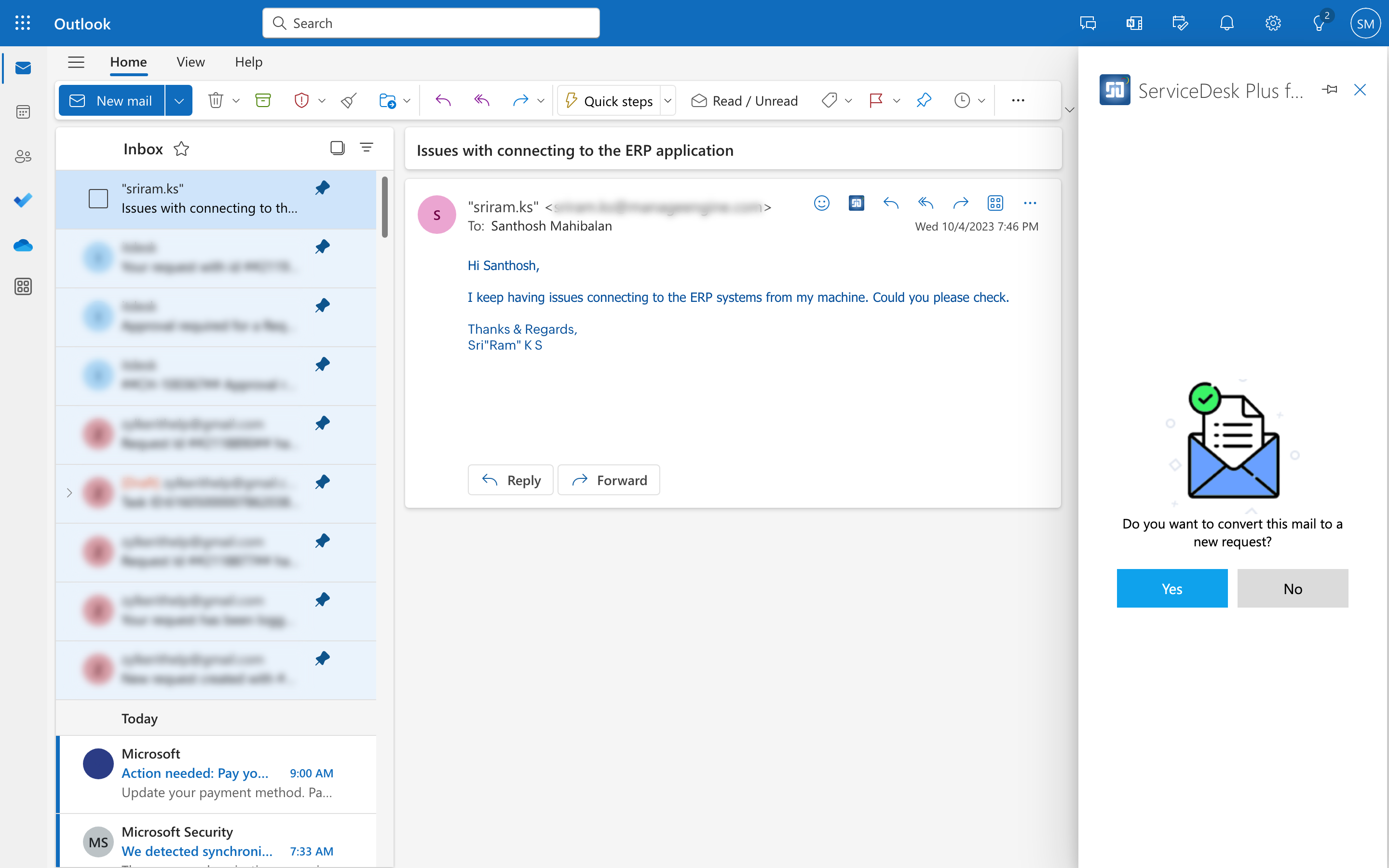 Microsoft Outlook integration
