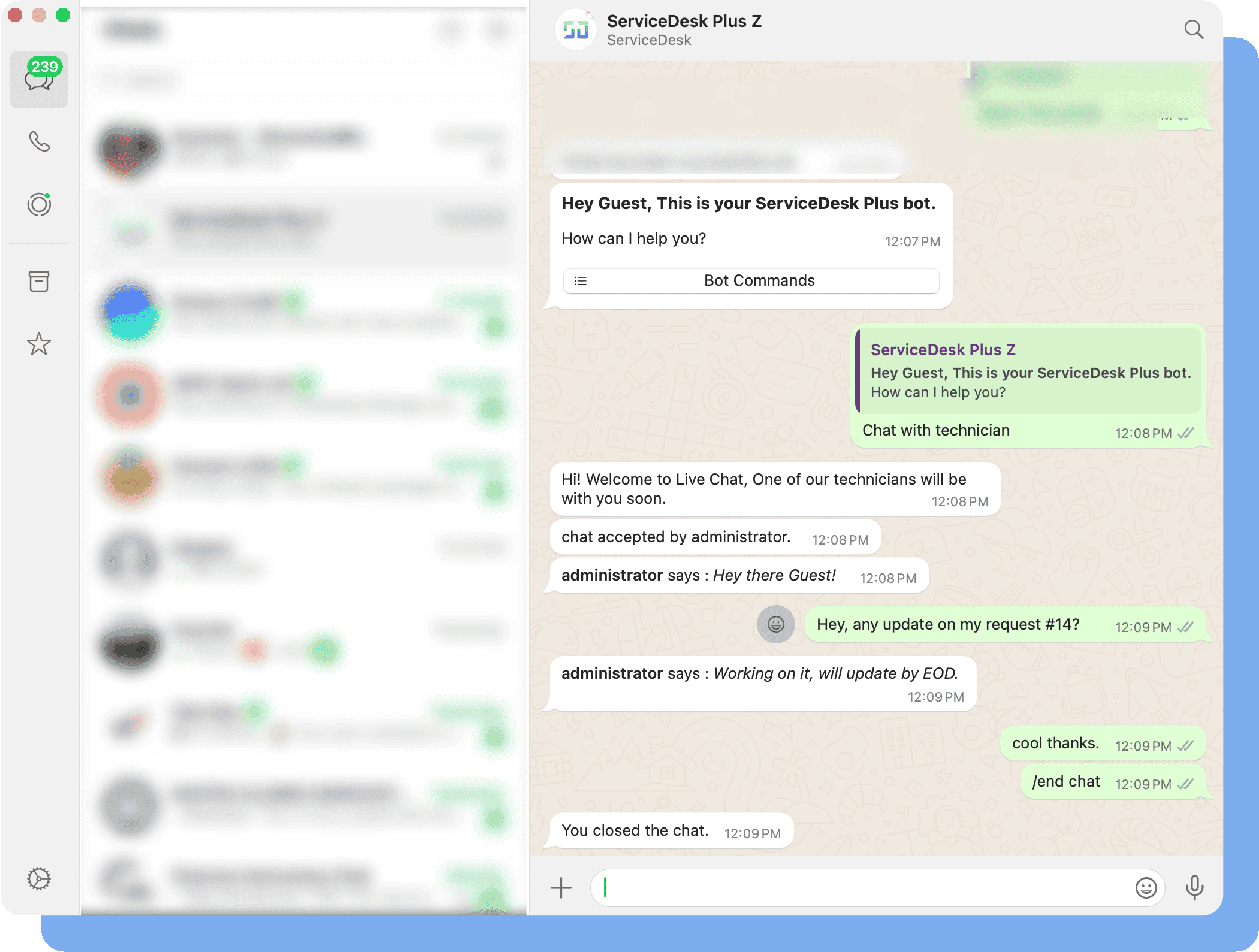 WhatsApp IT support assistance