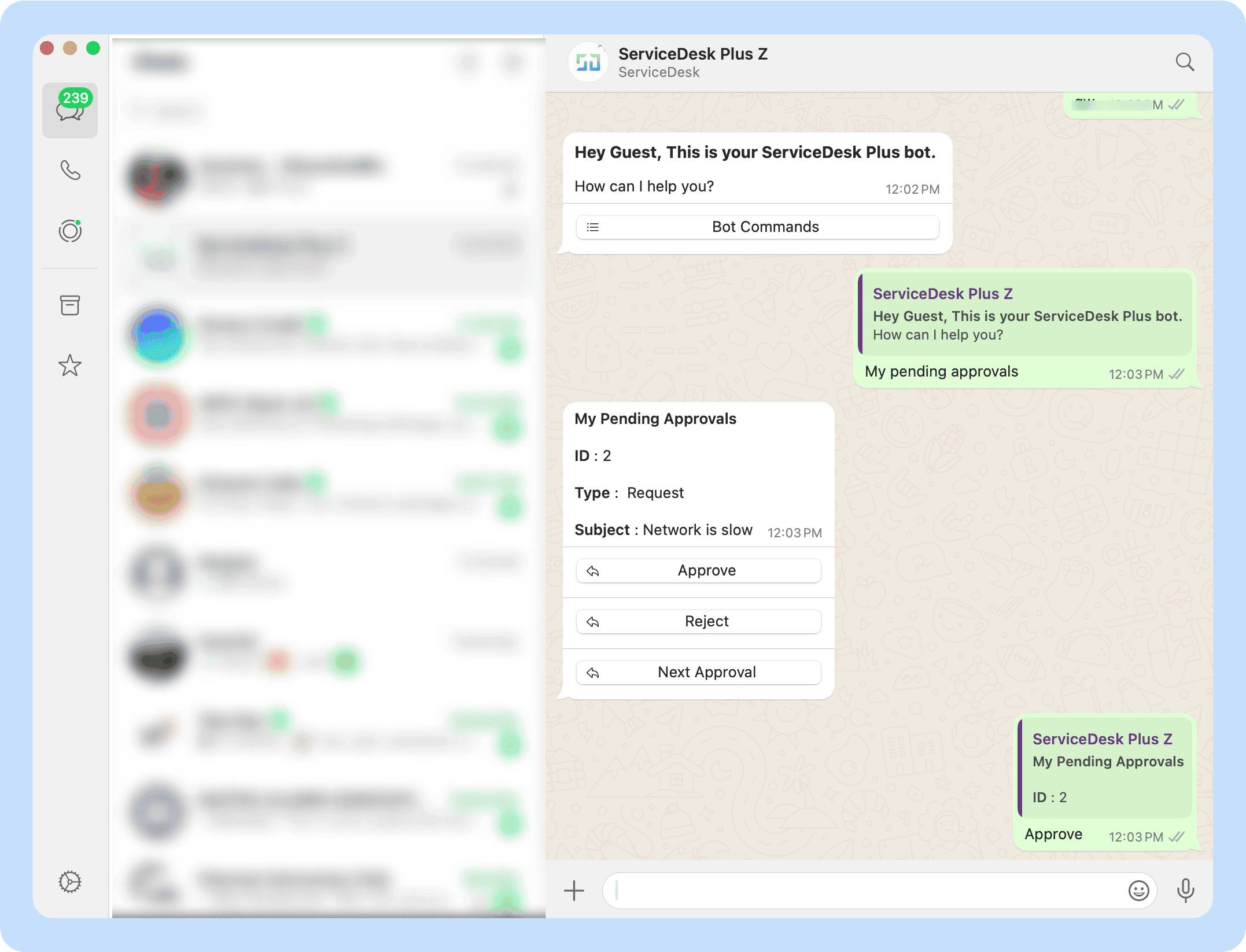 WhatsApp integration request approval