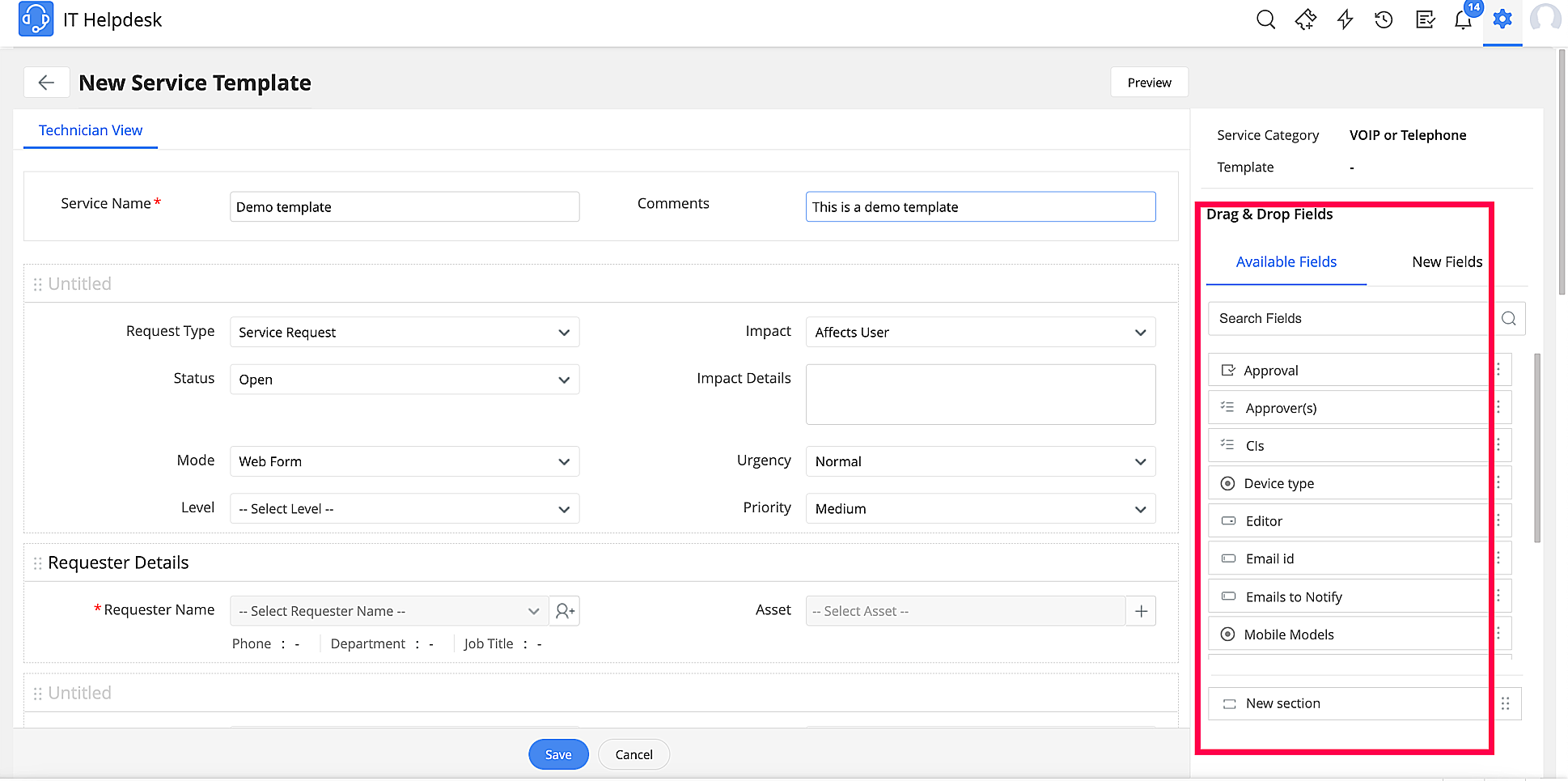 service request template Service request template